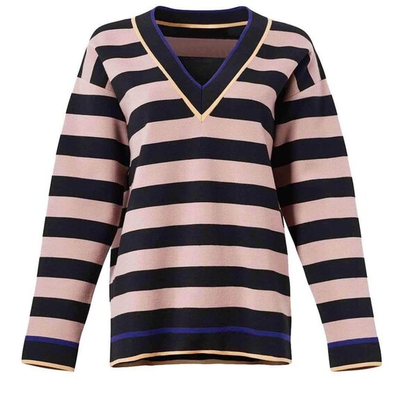 Diane Von Furstenberg Oversized Striped Sweater, Size L - Picture 1 of 9